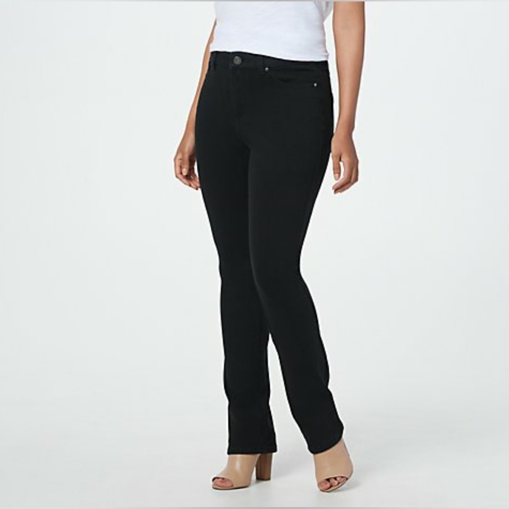 Belle by Kim Gravel Regular Flexibelle Straight Jean - Black Regular Size: 8